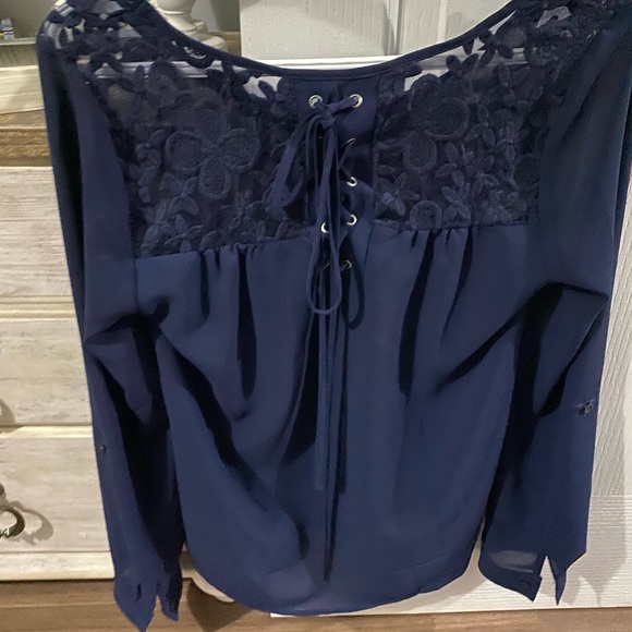 Womens navy dress top/ blouse - Picture 1 of 2